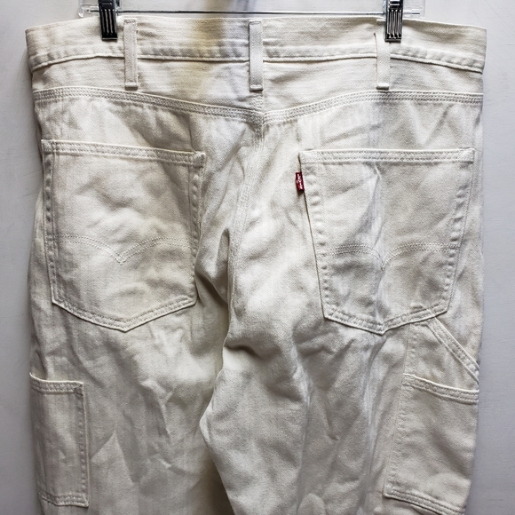 Levis mens 36x34 cream white cotton painter chore utility pants jeans - Picture 6 of 14